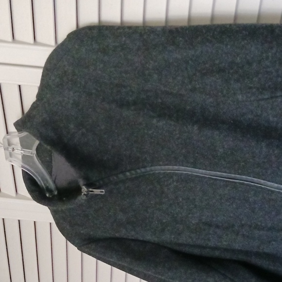 EILEEN Fisher Wool Blend Leather Trim Jacket, Size Large - Picture 3 of 13